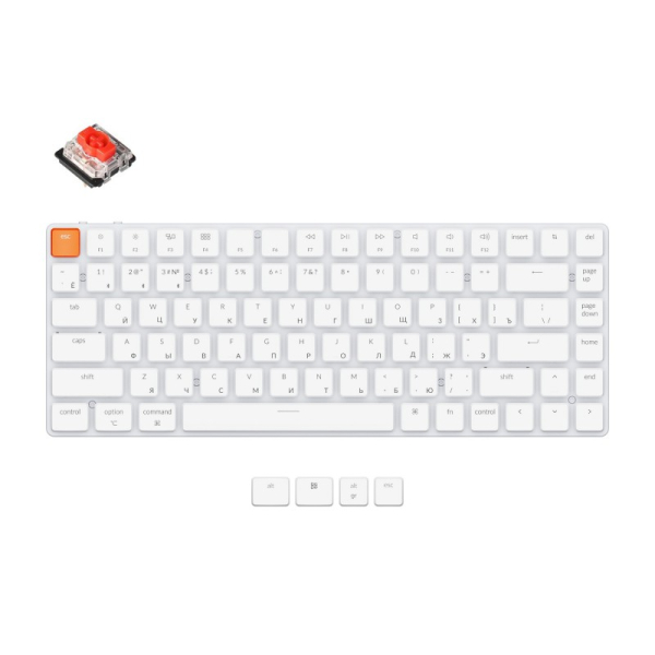 Купить Механическая клавиатура Беспроводная механическая ультратонкая клавиатура Keychron K3, 84 клавиши, без подсветки, Gateron Red Switch